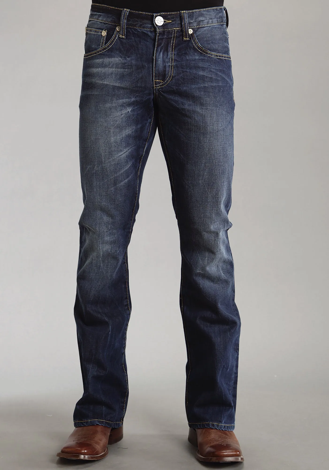 1014 Fit Semi-Destructed Wash Jeans