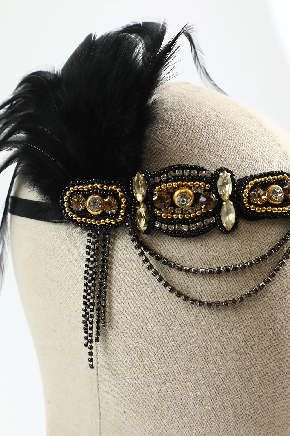 1920s Flapper Black Golden Five Pieces Accessories Set