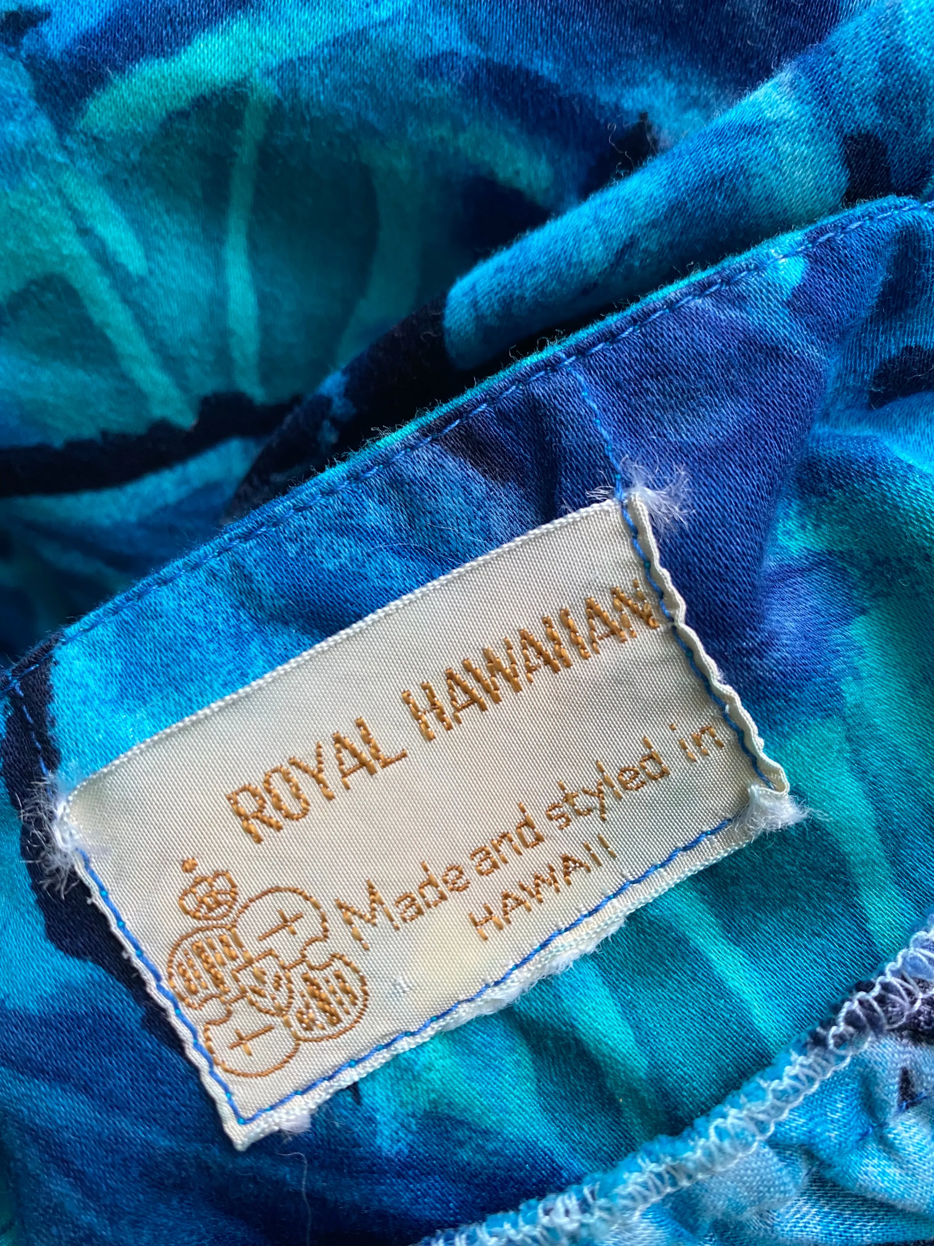 1960's Royal Hawaiian Blue Hibiscus Dress / Sz S