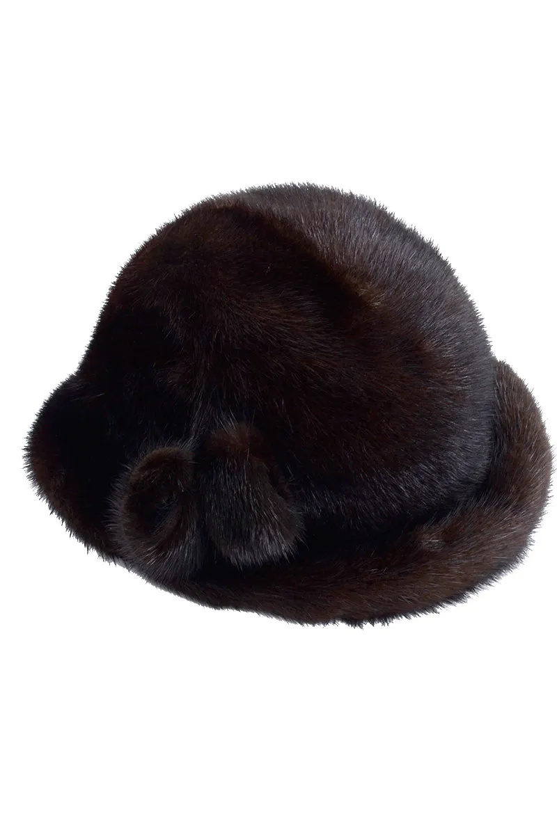 1970s Andre Canada Vintage Mink Hat with Fur Pom Poms