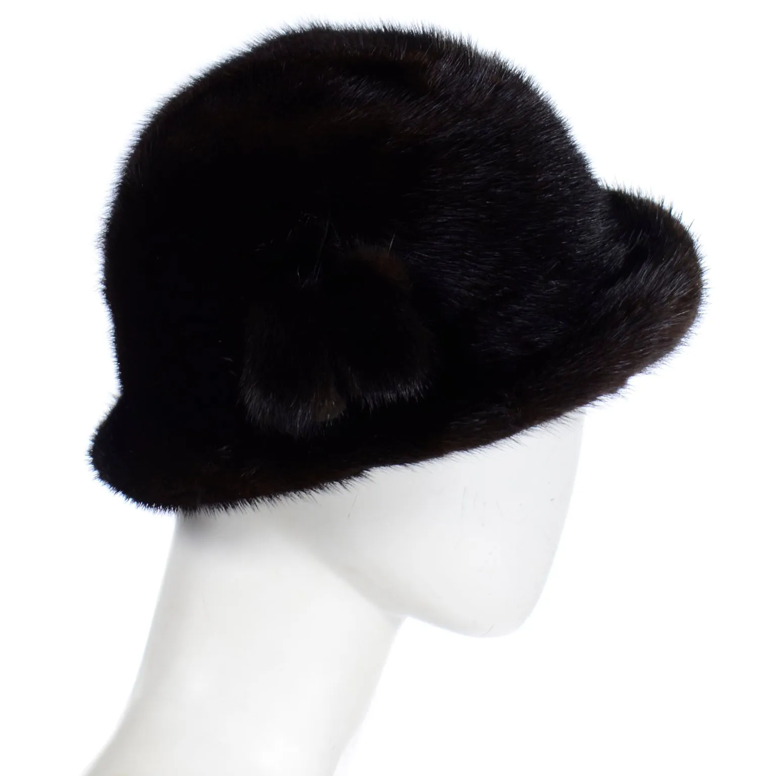 1970s Andre Canada Vintage Mink Hat with Fur Pom Poms