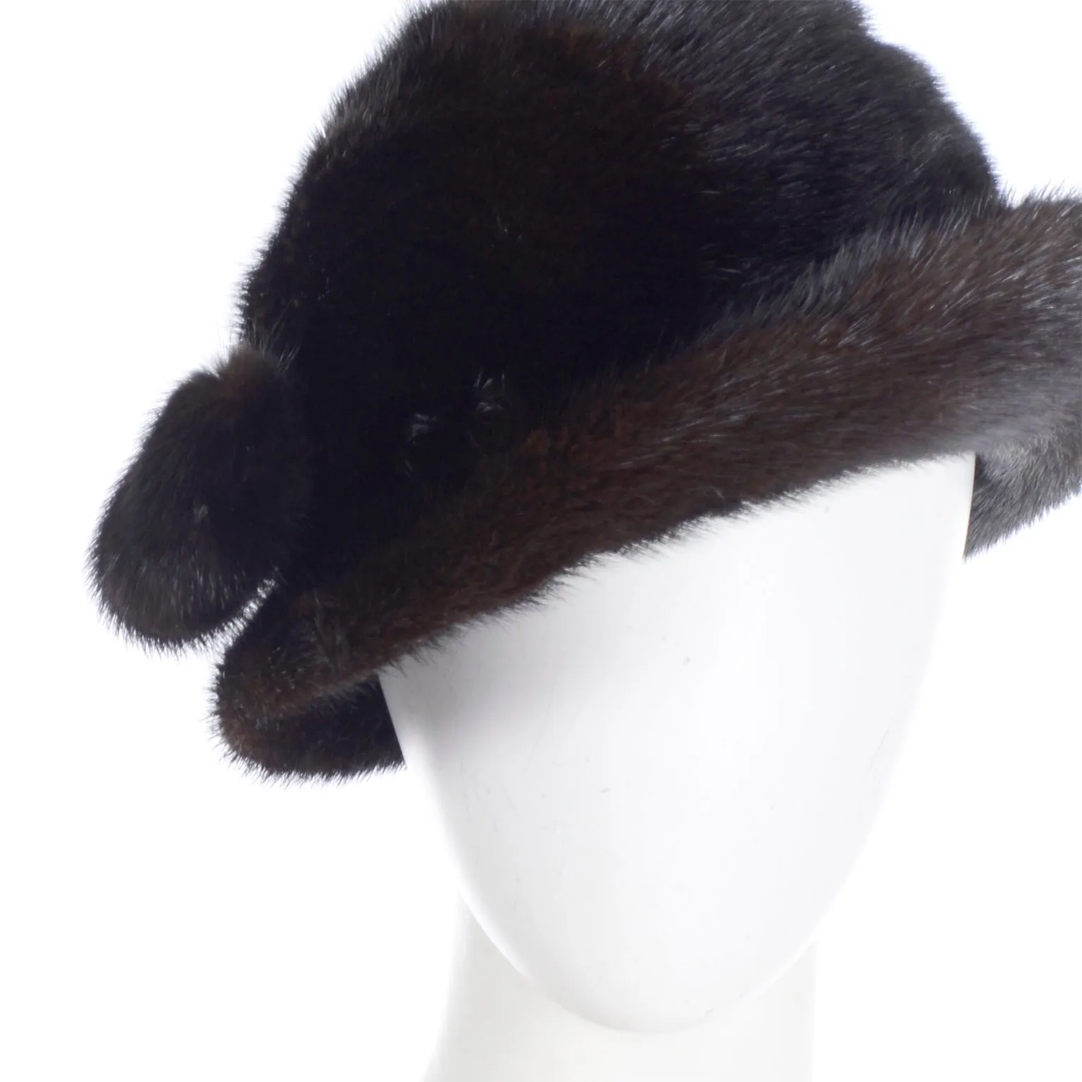 1970s Andre Canada Vintage Mink Hat with Fur Pom Poms