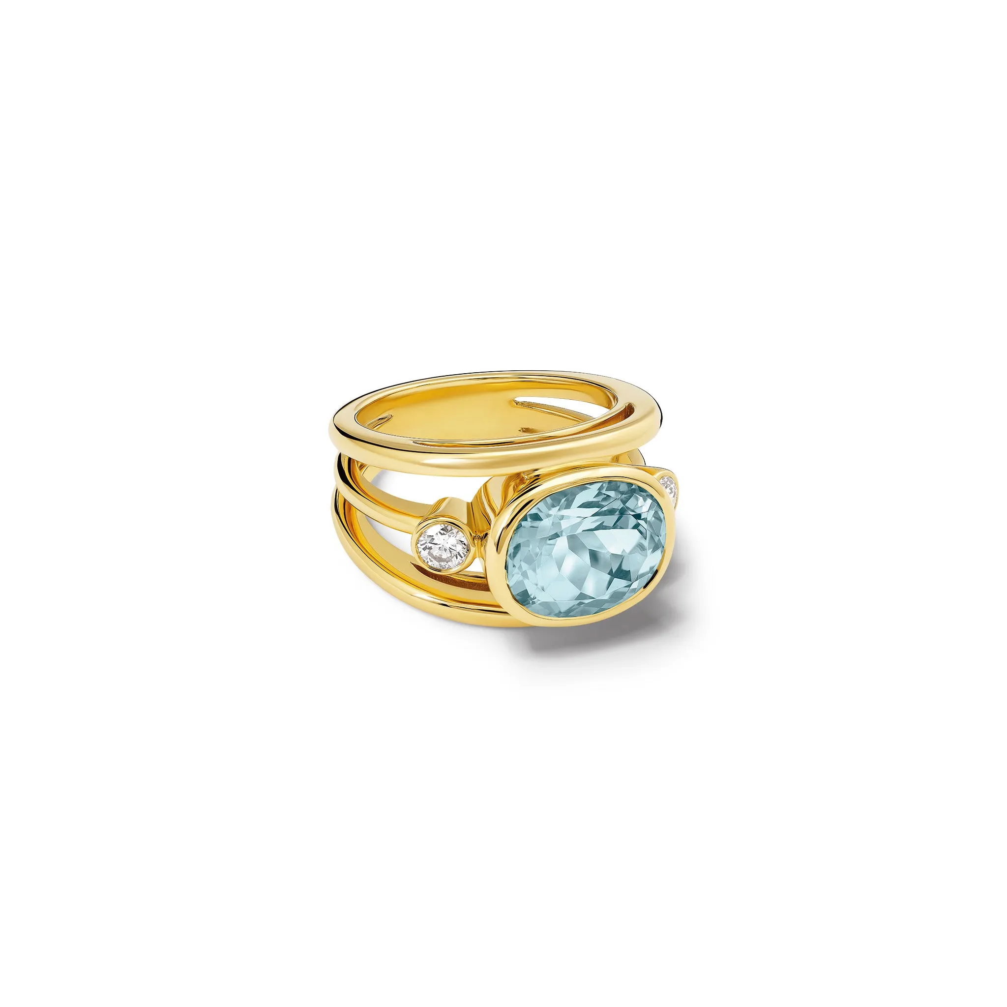 Aeneus Roman Ring 18ct Yellow Gold - Aquamarine & Diamond