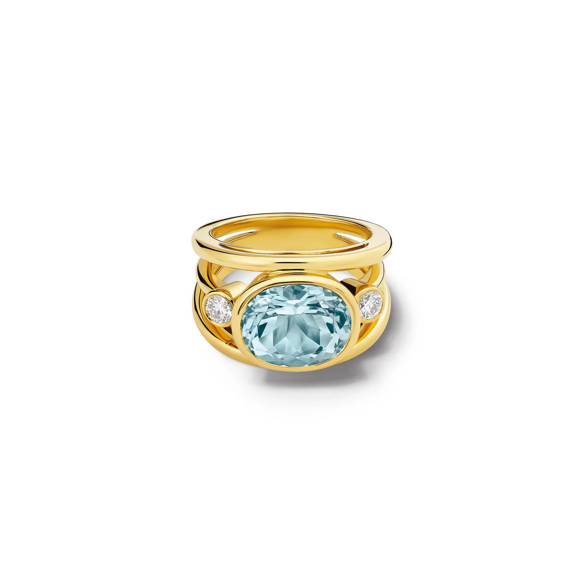 Aeneus Roman Ring 18ct Yellow Gold - Aquamarine & Diamond