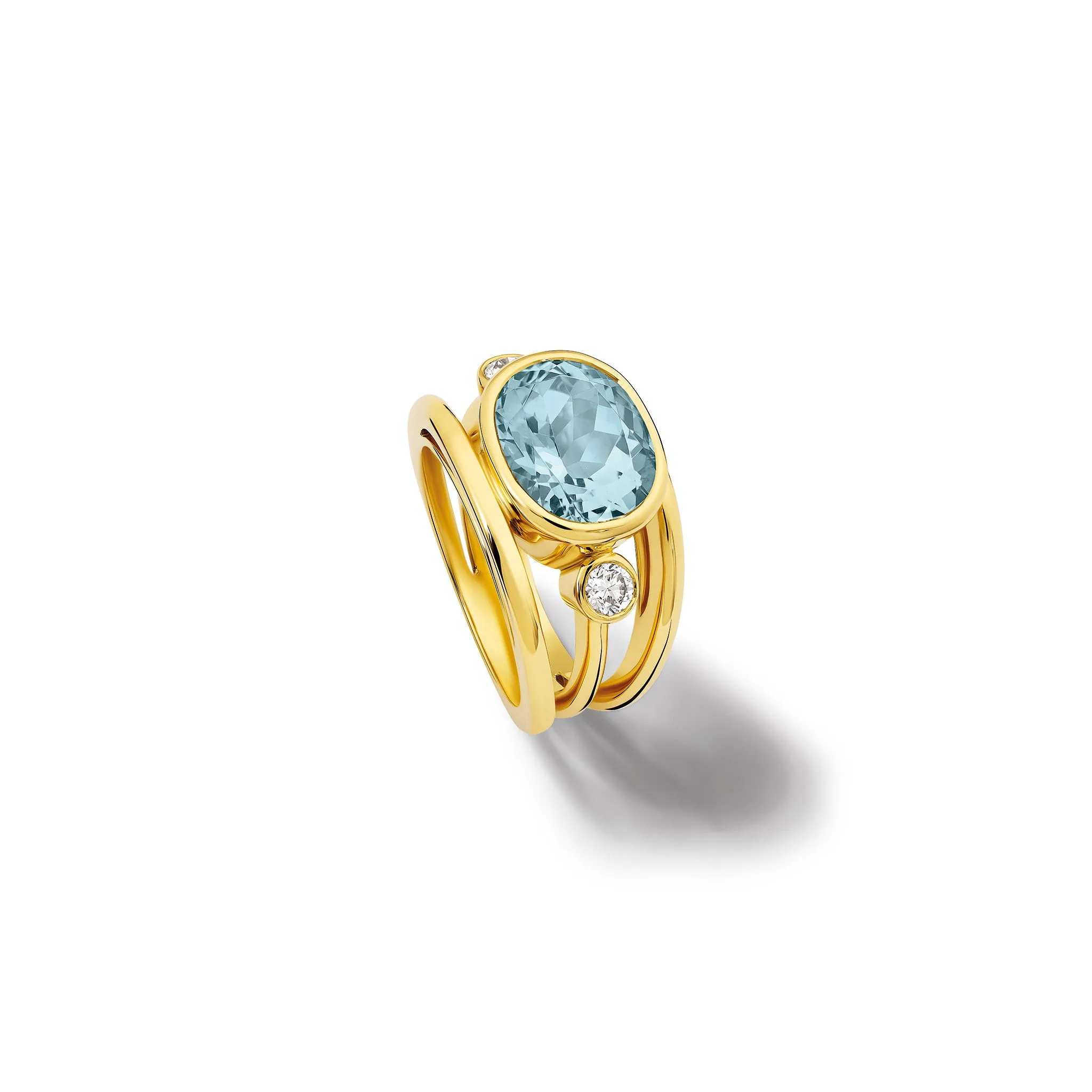 Aeneus Roman Ring 18ct Yellow Gold - Aquamarine & Diamond