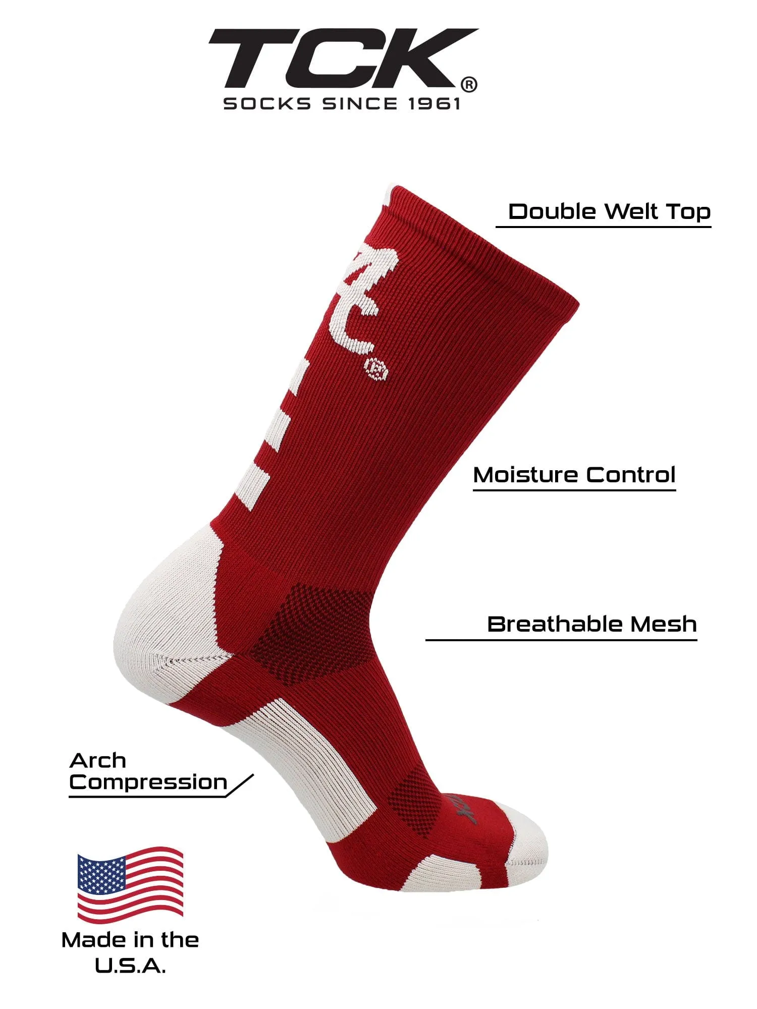 Alabama Crimson Tide Socks Baseline Crew