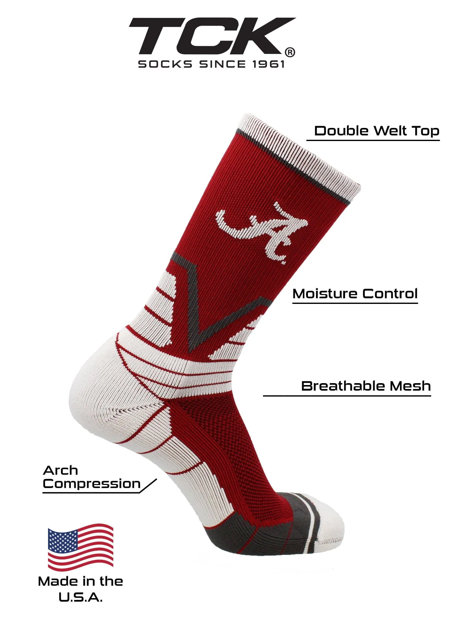 Alabama Crimson Tide Victory Crew Socks