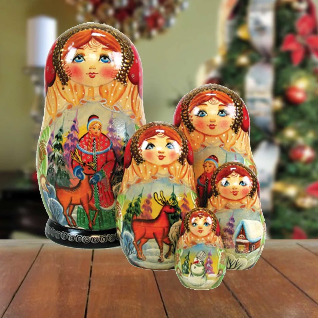 Alenushka and Ivanushka Matreshka Nesting Hand-Painted Dolls Set of 5 by G. DeBrekht - Christmas Décor - 1300930