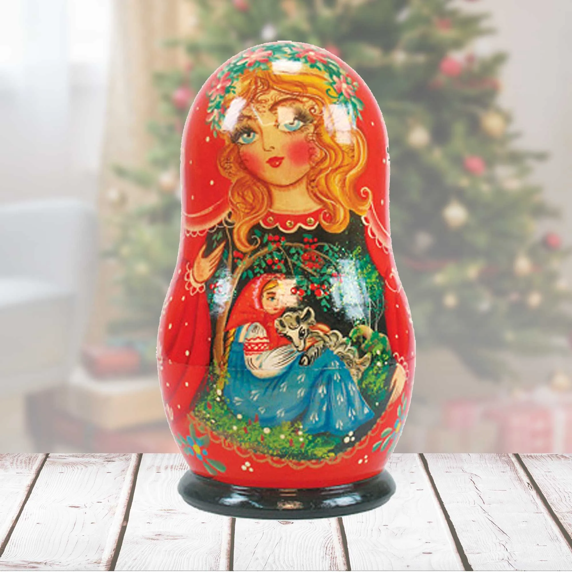 Aleonyshaka and Ivanushka Matreshka Nesting Hand-Painted Doll Set of 5 by G. DeBrekht - Christmas Décor - 130097