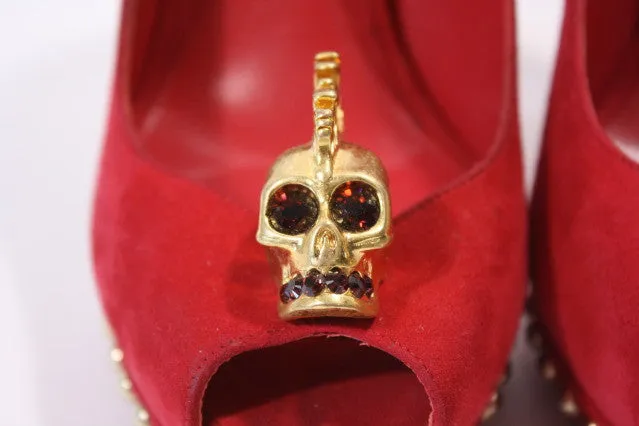 ALEXANDER MCQUEEN Suede Skull Heels