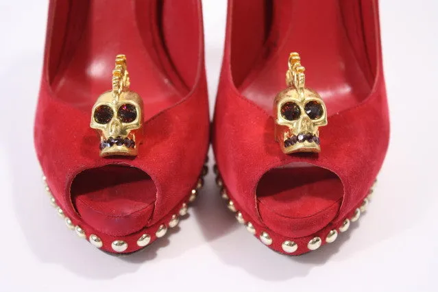 ALEXANDER MCQUEEN Suede Skull Heels