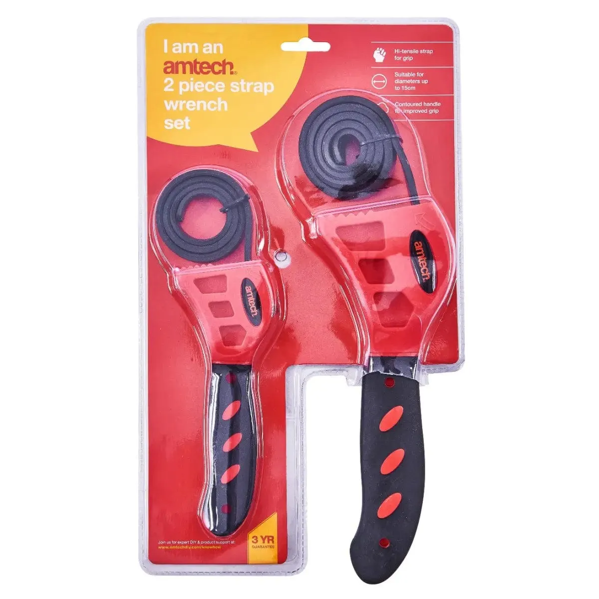 Amtech 2 Piece Strap Wrench Set Adjustable Non Slip 10cm 15cm