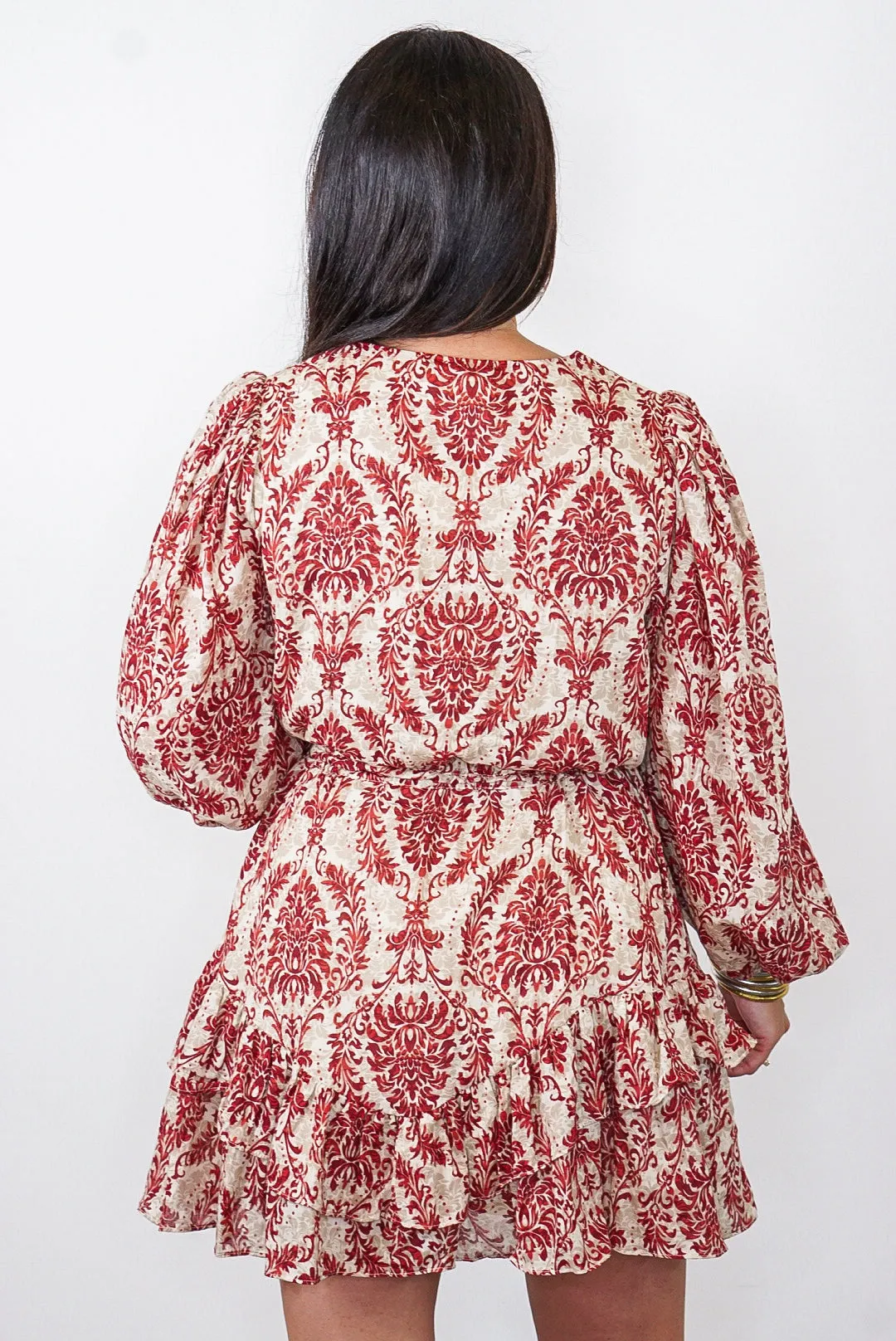 Autumn Embrace Burgundy Print Dress