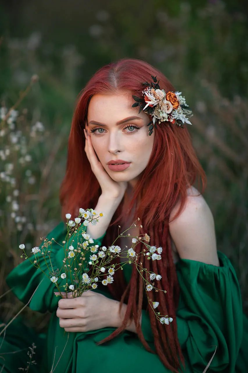 Autumn flower hair comb Burnt orange and ivory flower comb October wedding Natural wedding Bridal accessories Customisable bridal hair comb