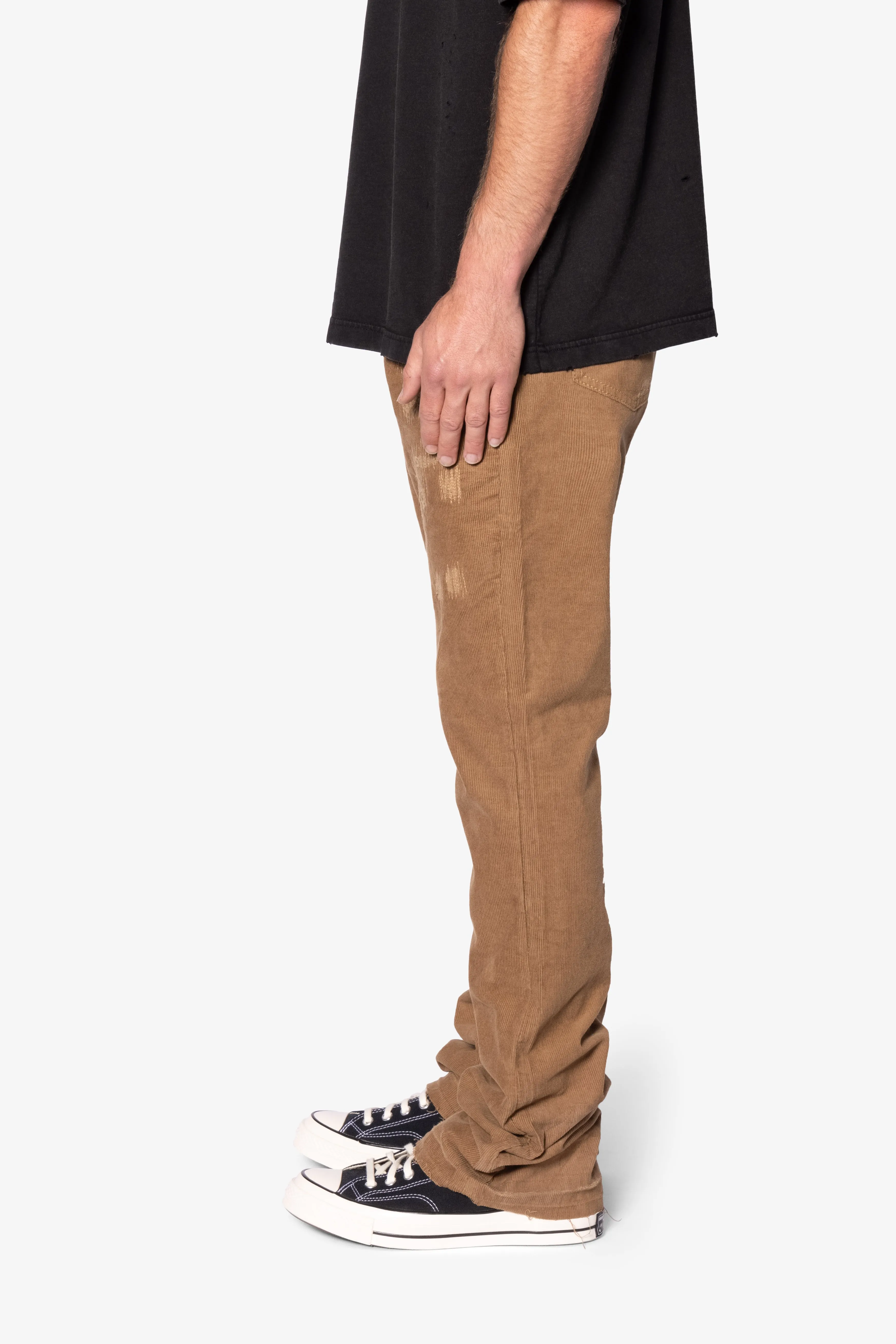 B682 Flare Corduroy Repaired Pants - Brown