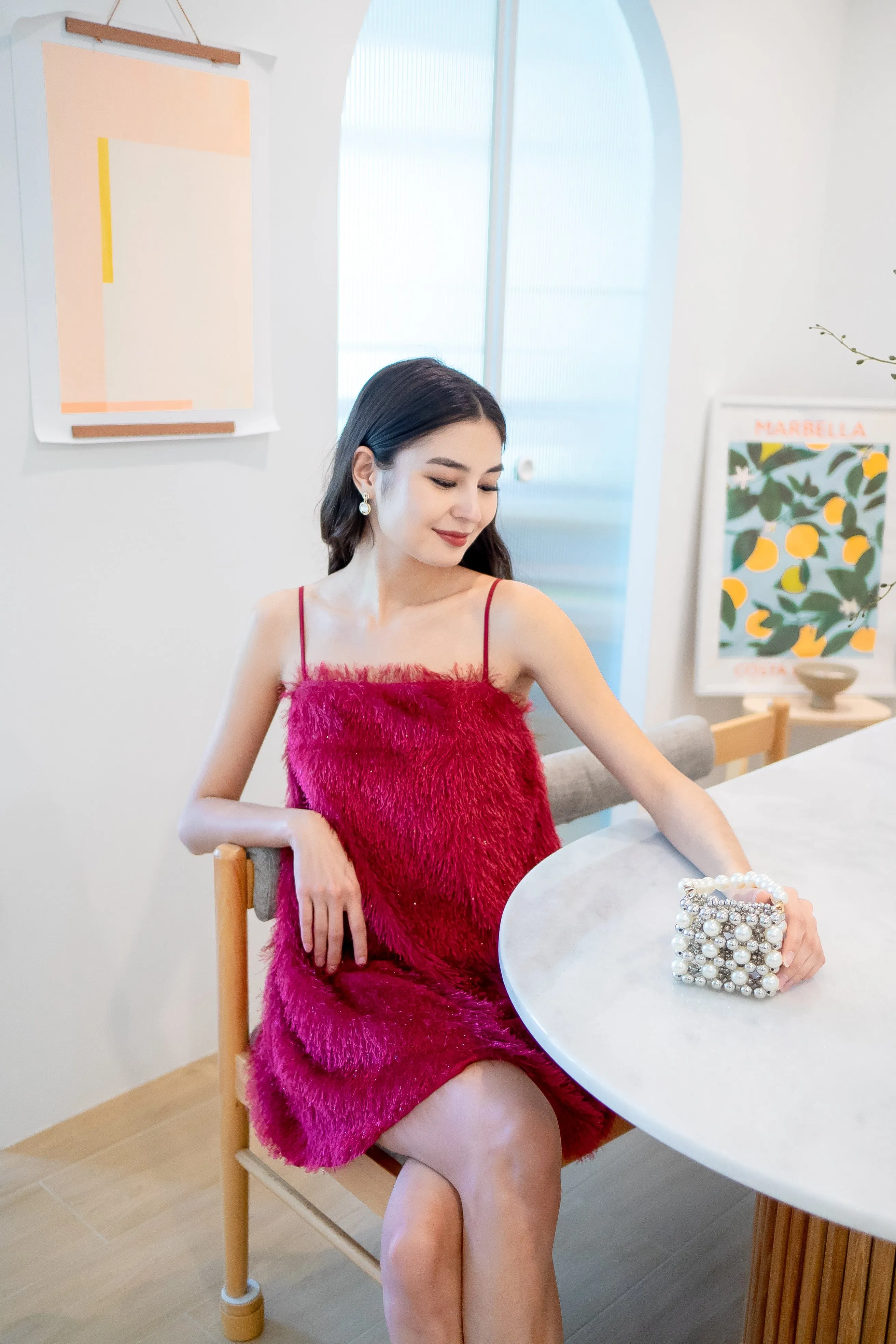 BARBARA FURRY SPAG DRESS IN WINE