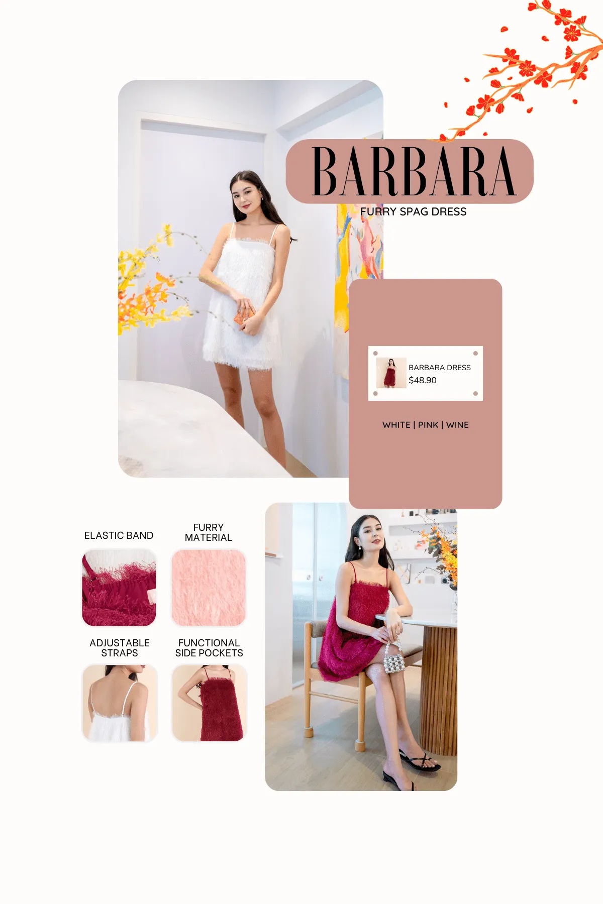 BARBARA FURRY SPAG DRESS IN WINE