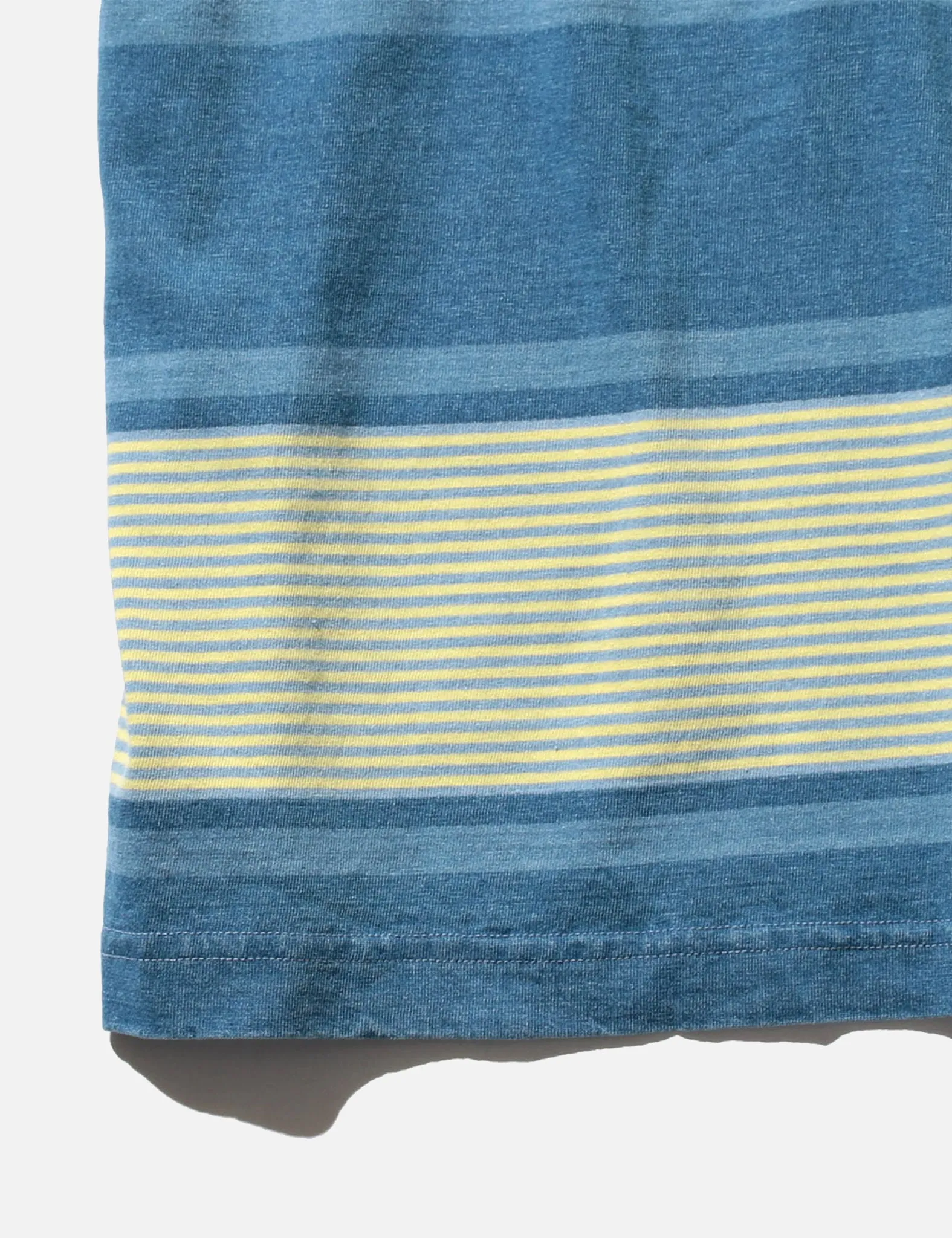 Beams Plus Indigo Stripe Pocket T-Shirt - Blue/Ecru