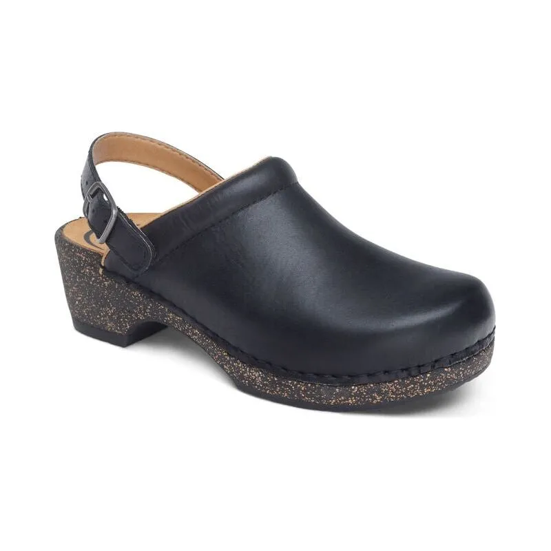 Beckie Cork Clog - Black Leather