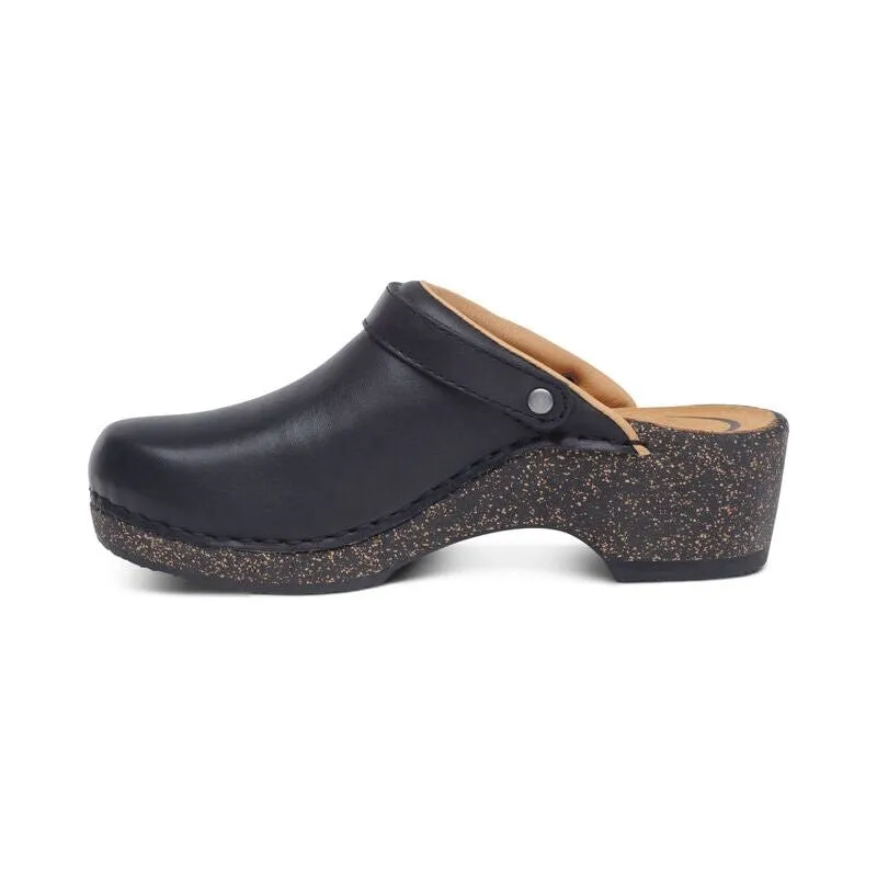 Beckie Cork Clog - Black Leather