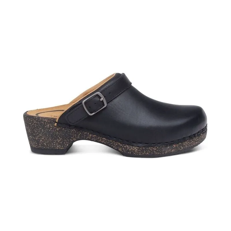 Beckie Cork Clog - Black Leather