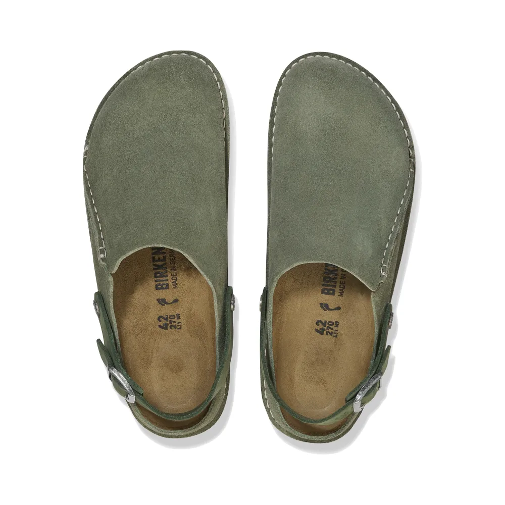 Birkenstock Women's Lutry Premium Suede Leather Clog in Thyme Green