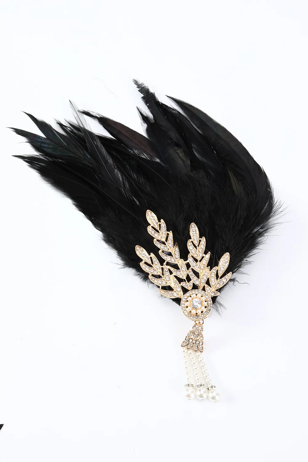 Black 1920s Feather Headband