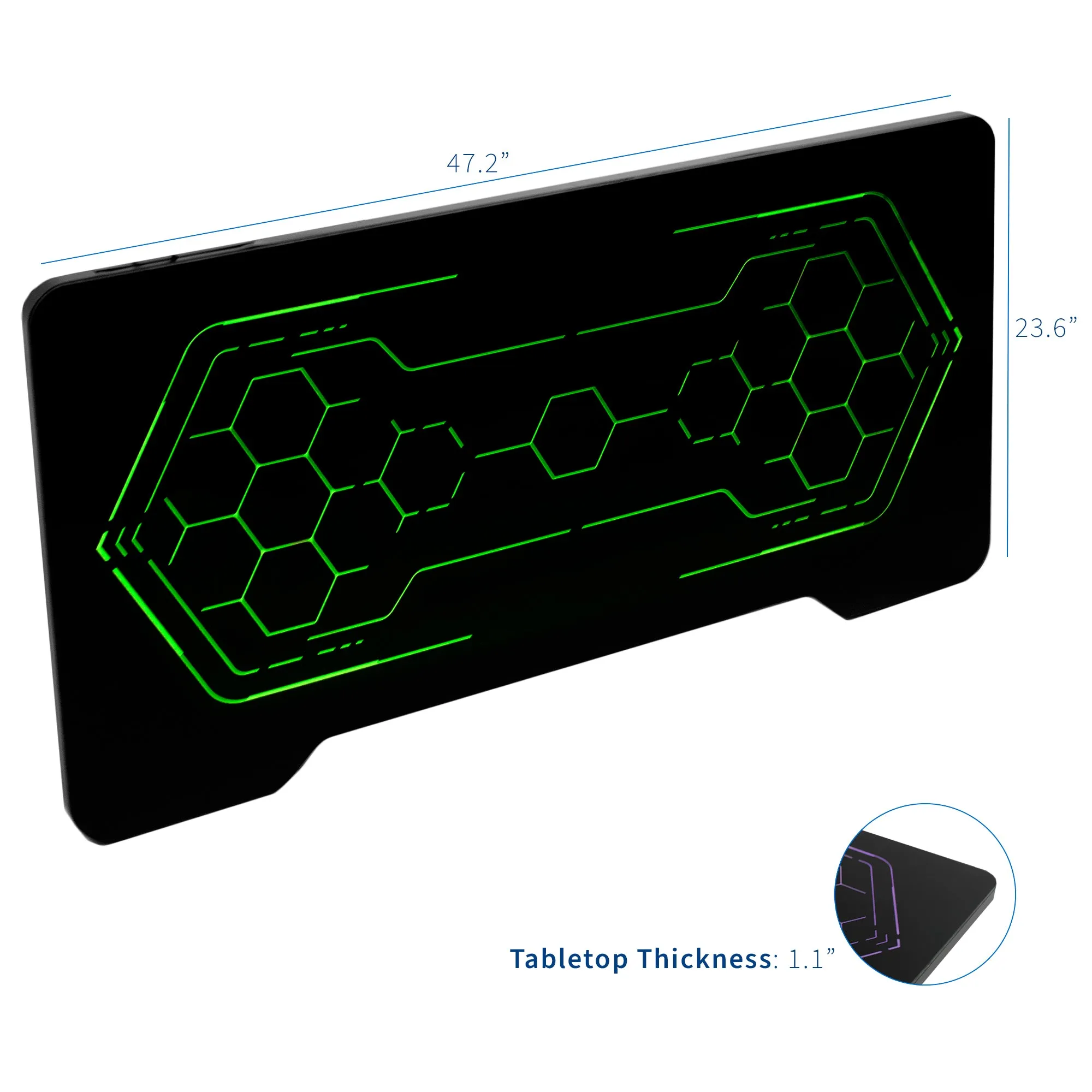 Black 48" x 24" Table Top with RGB Lighting