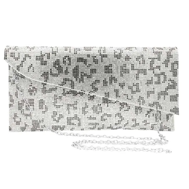 Bling Leopard Patterned Evening Clutch Crossbody Bag