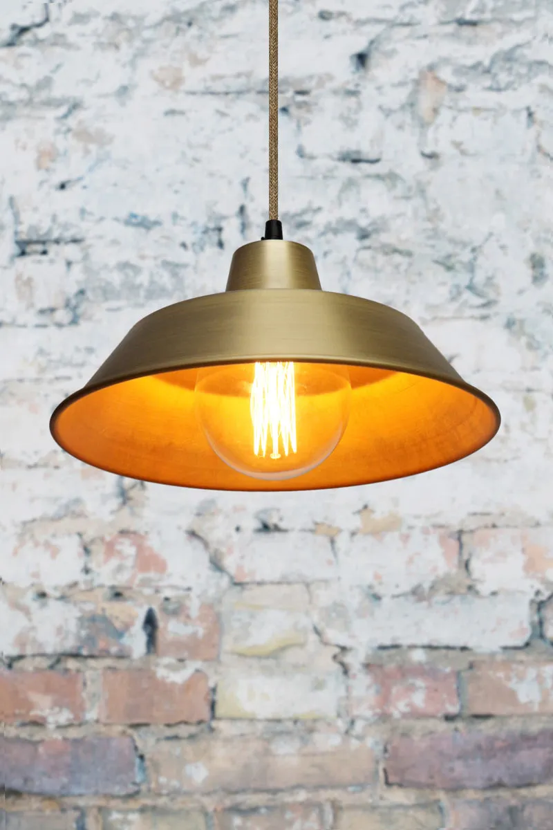 Bright Brass Factory Pendant Light