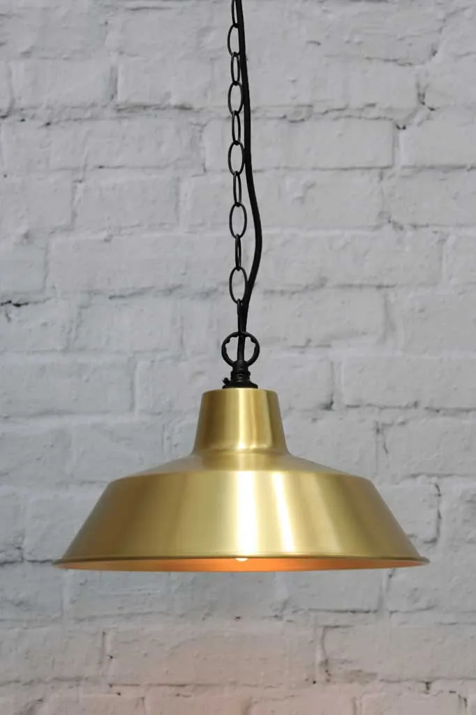 Bright Brass Factory Pendant Light