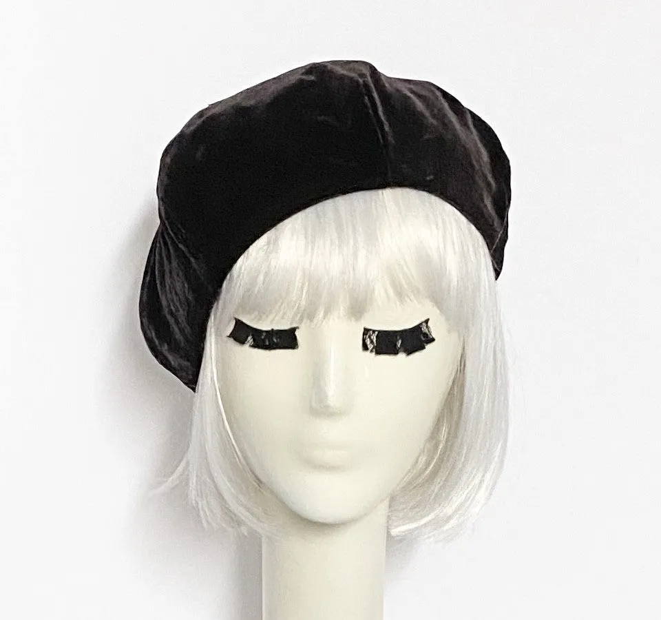 Brown Velvet Beret Hat