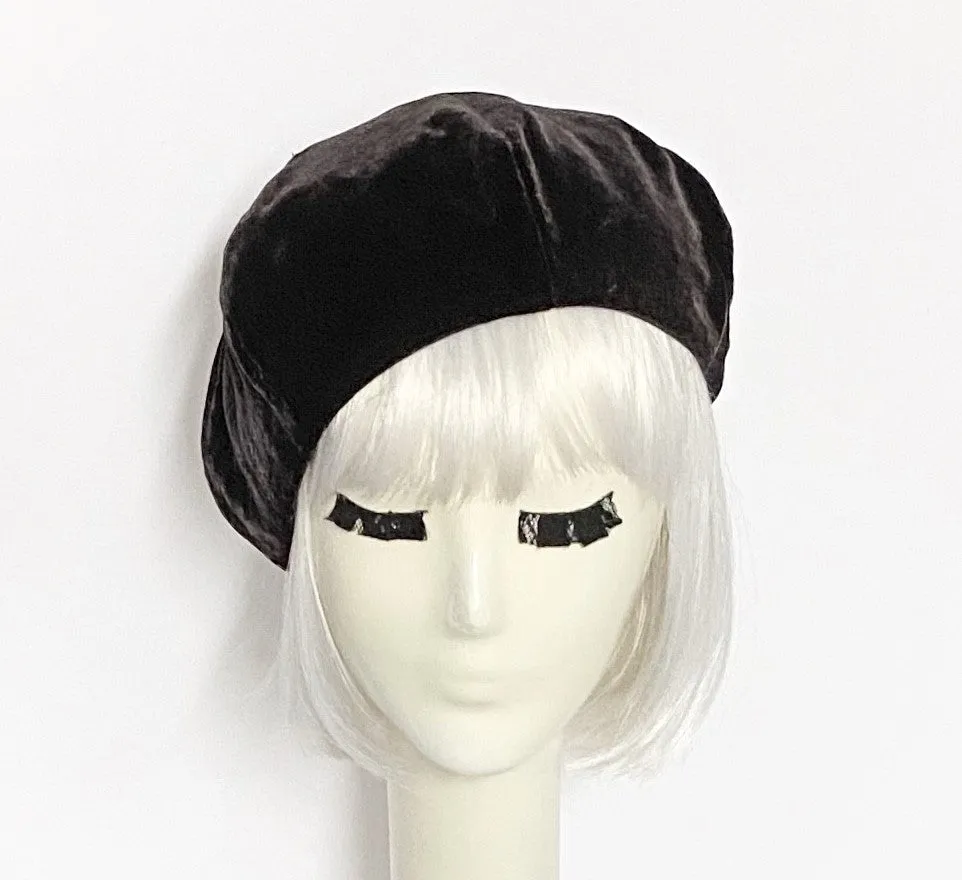 Brown Velvet Beret Hat