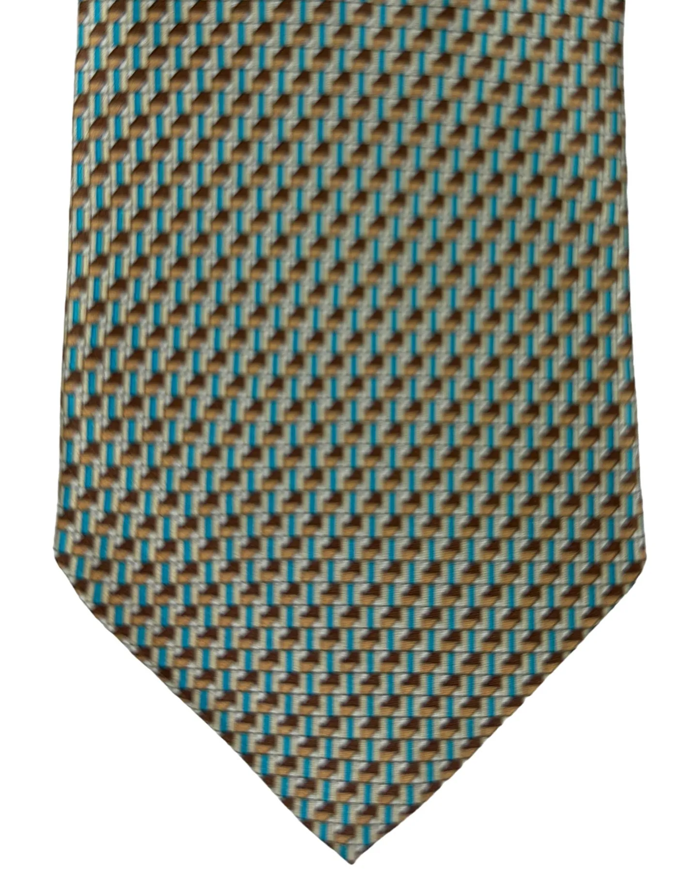 Canali Tie Brown Taupe Aqua Micro Pattern