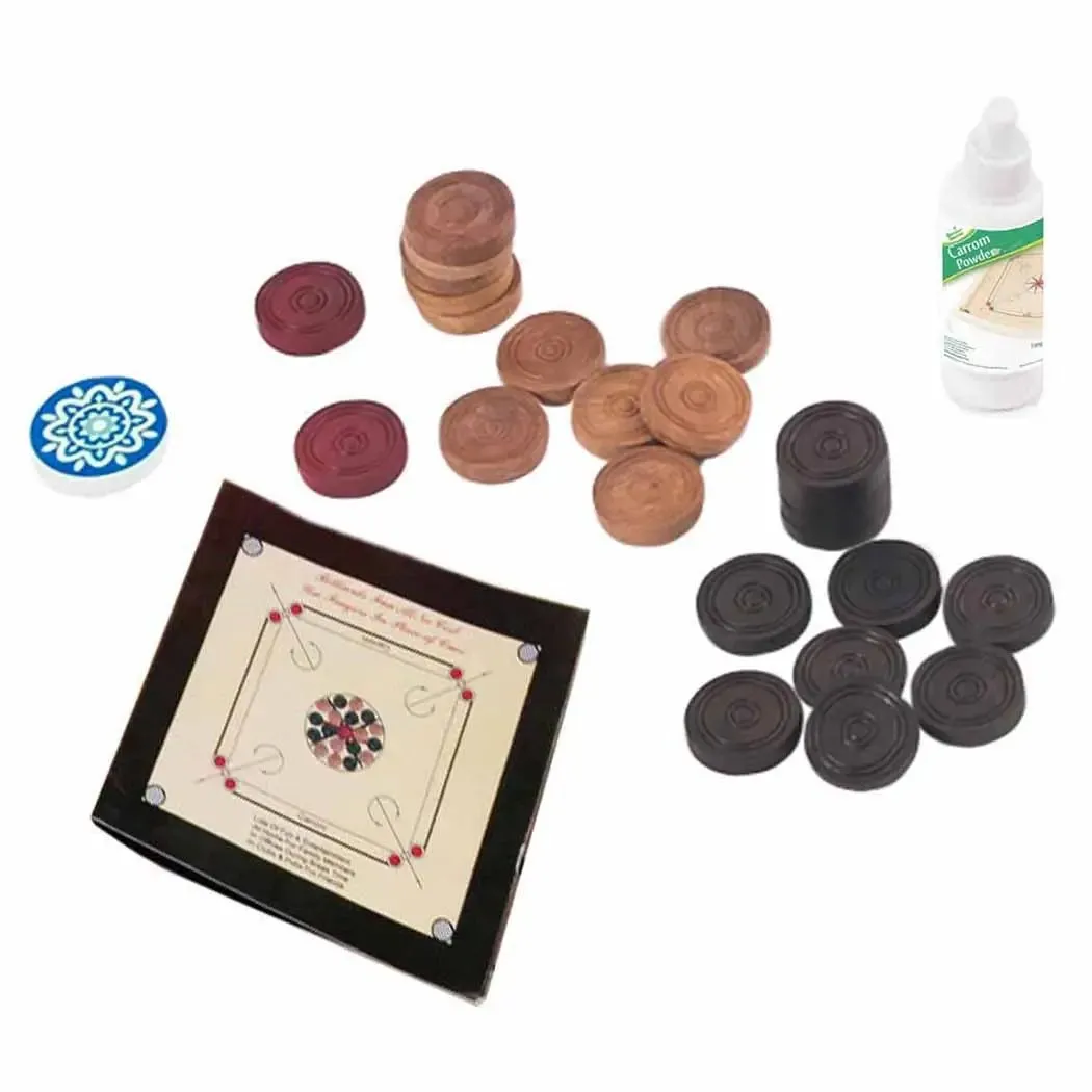 Carrom Coins Set - Full Set of Men - Acrylic Striker