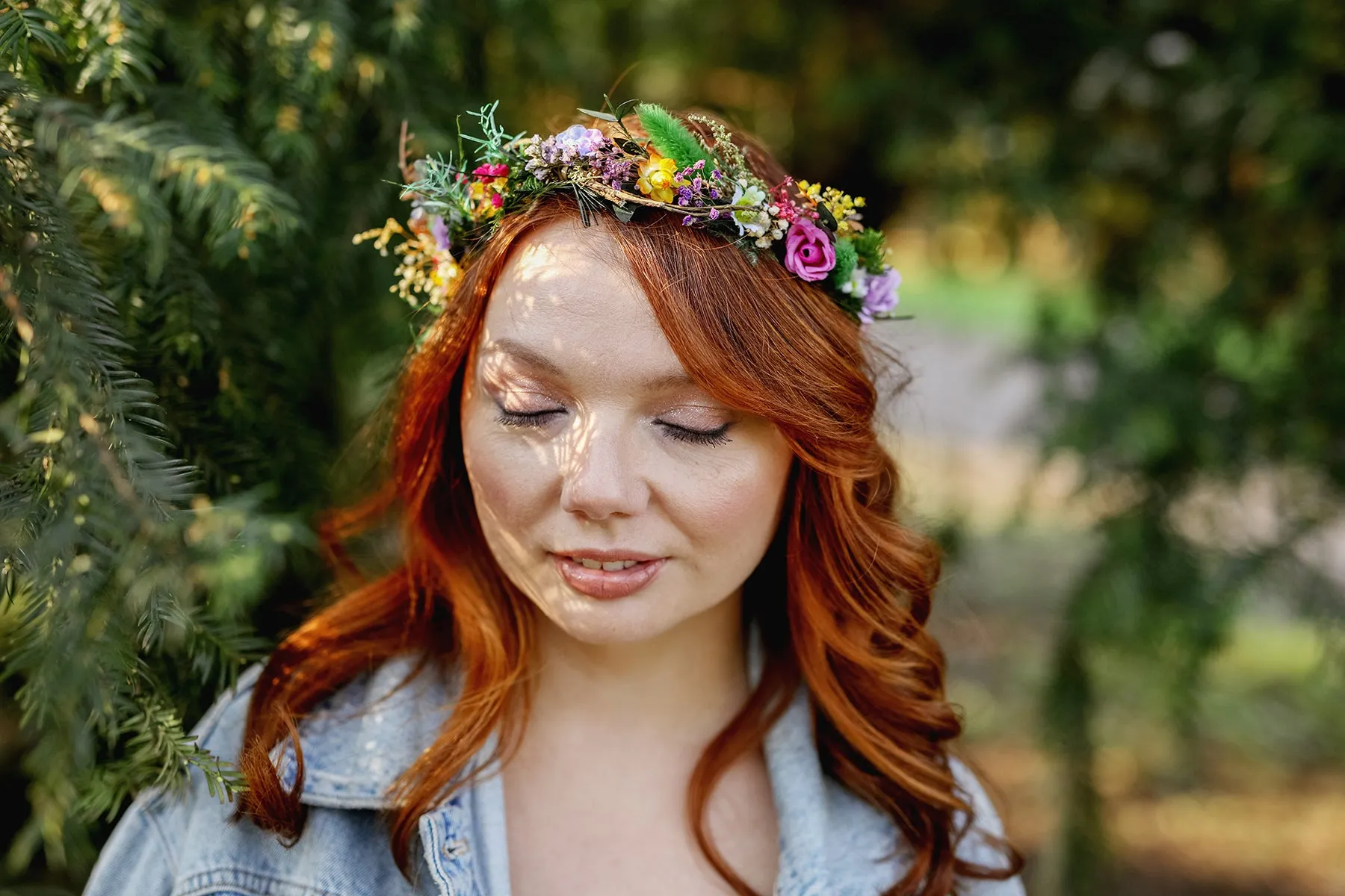 Colourful meadow hair wreath Bridal wildflowers crown Wedding hair crown Headpiece for bride Magaela Summer spring wedding crown Custom made