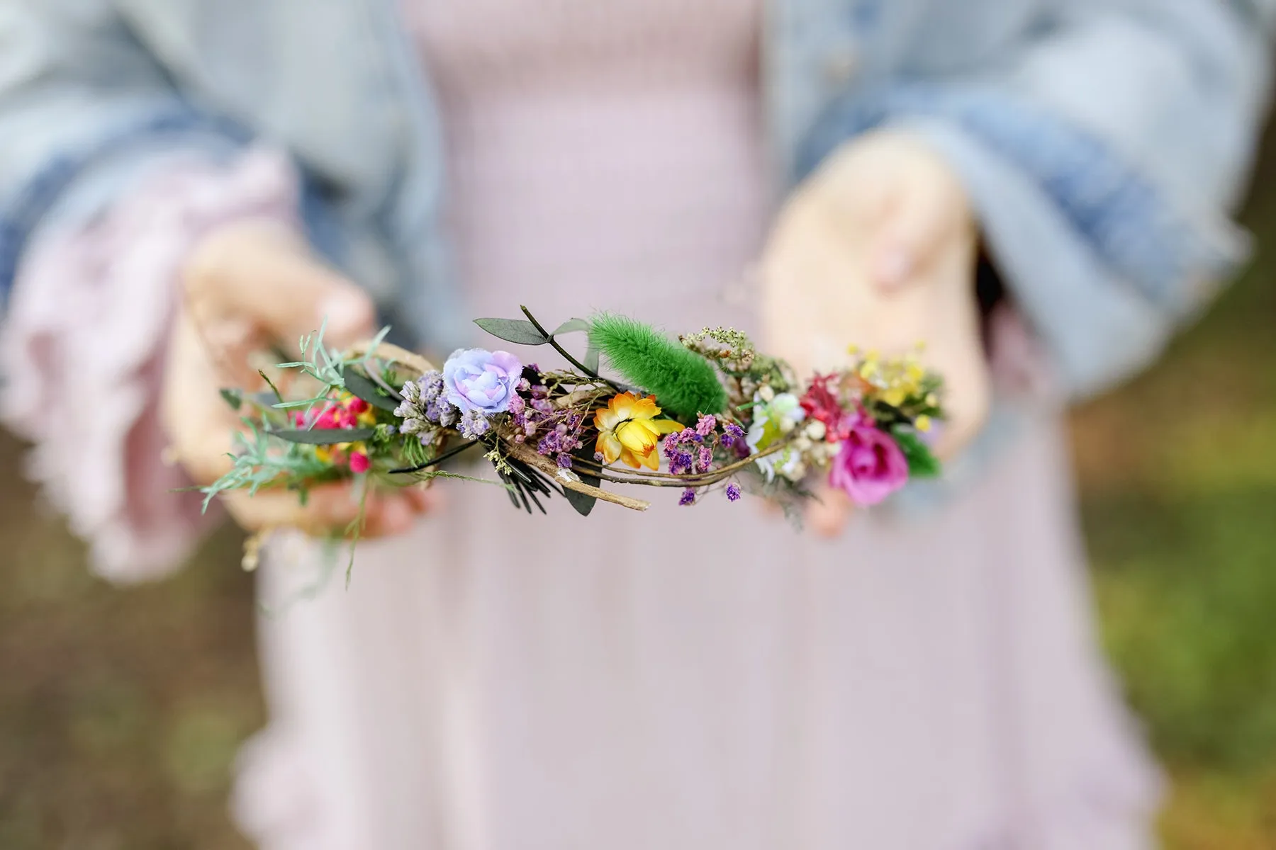 Colourful meadow hair wreath Bridal wildflowers crown Wedding hair crown Headpiece for bride Magaela Summer spring wedding crown Custom made