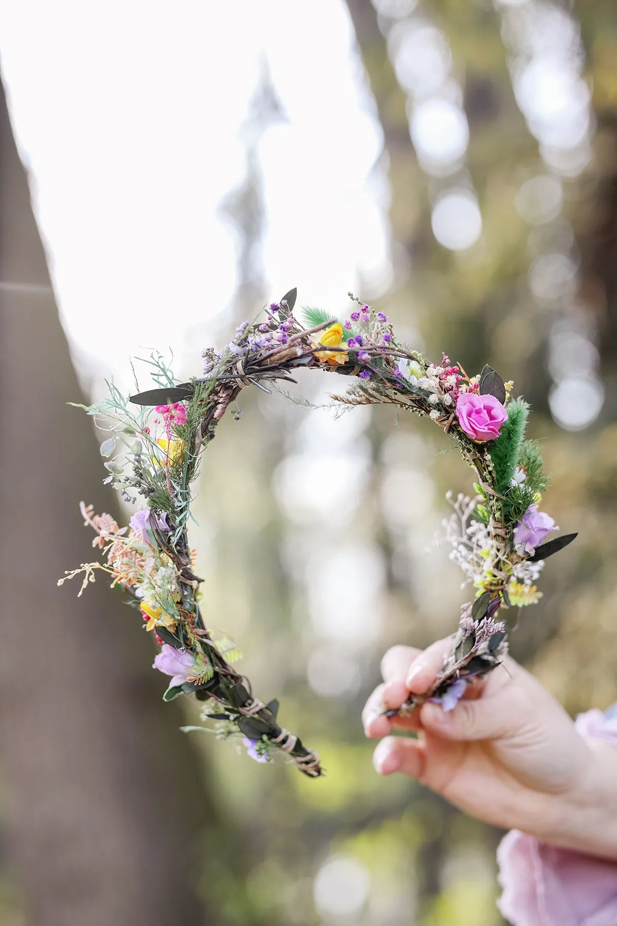 Colourful meadow hair wreath Bridal wildflowers crown Wedding hair crown Headpiece for bride Magaela Summer spring wedding crown Custom made