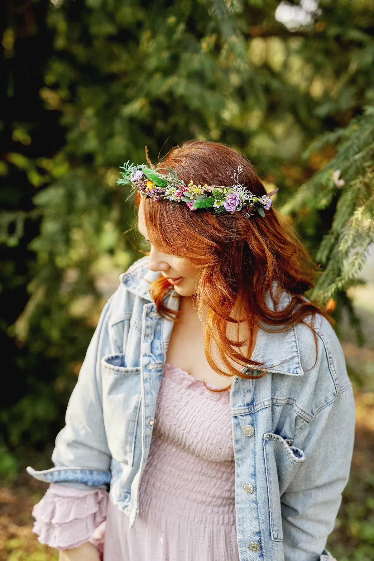 Colourful meadow hair wreath Bridal wildflowers crown Wedding hair crown Headpiece for bride Magaela Summer spring wedding crown Custom made