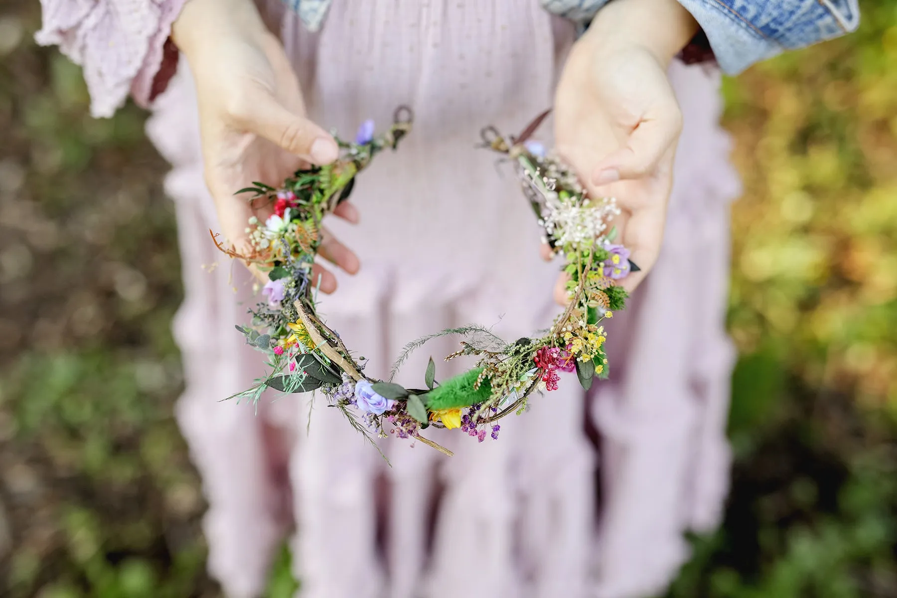 Colourful meadow hair wreath Bridal wildflowers crown Wedding hair crown Headpiece for bride Magaela Summer spring wedding crown Custom made