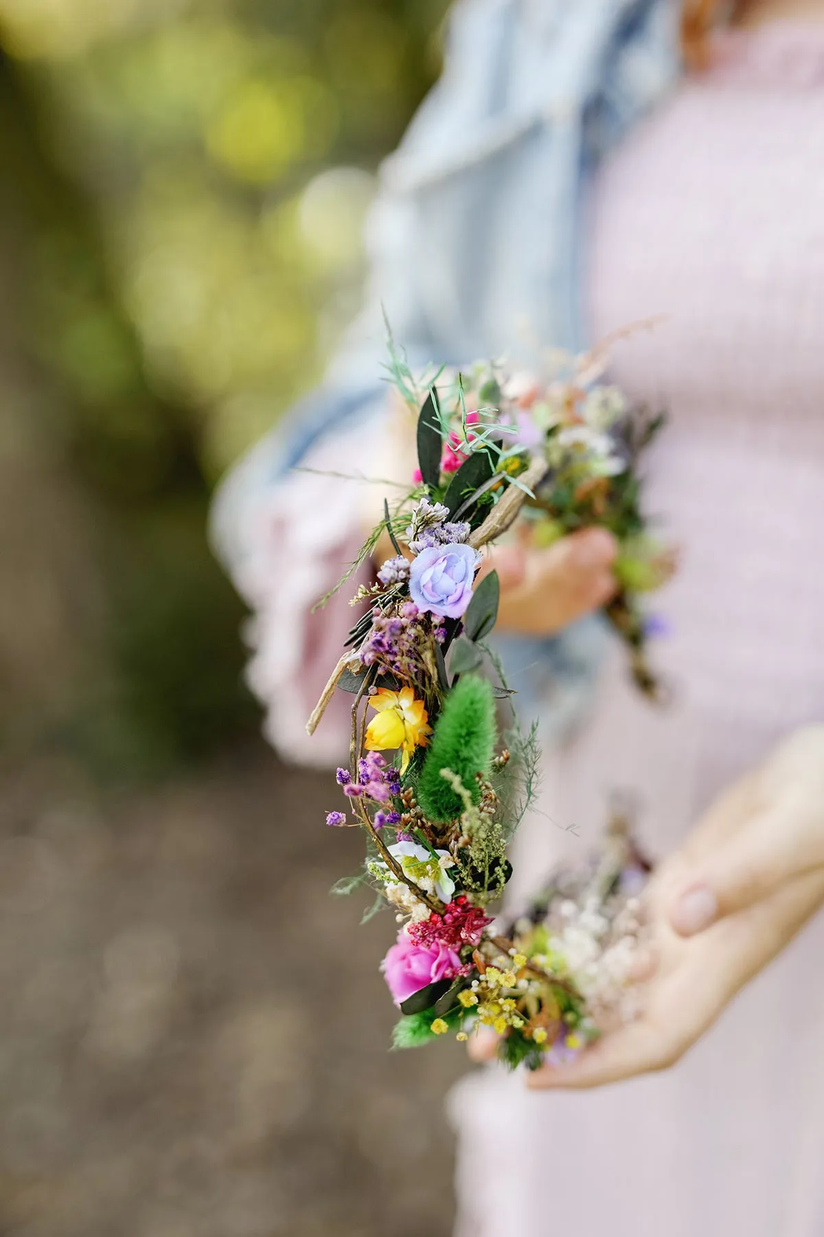 Colourful meadow hair wreath Bridal wildflowers crown Wedding hair crown Headpiece for bride Magaela Summer spring wedding crown Custom made