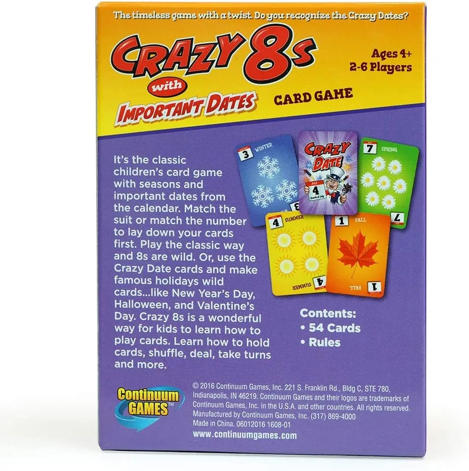 Crazy 8s with Important Dates Card Game