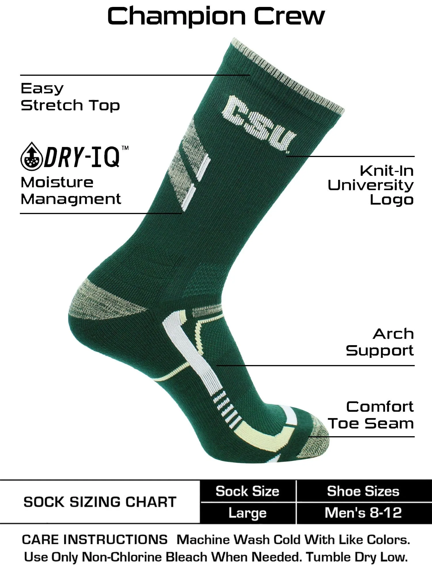 CSU Rams Socks Colorado State University Rams Champion Crew Socks