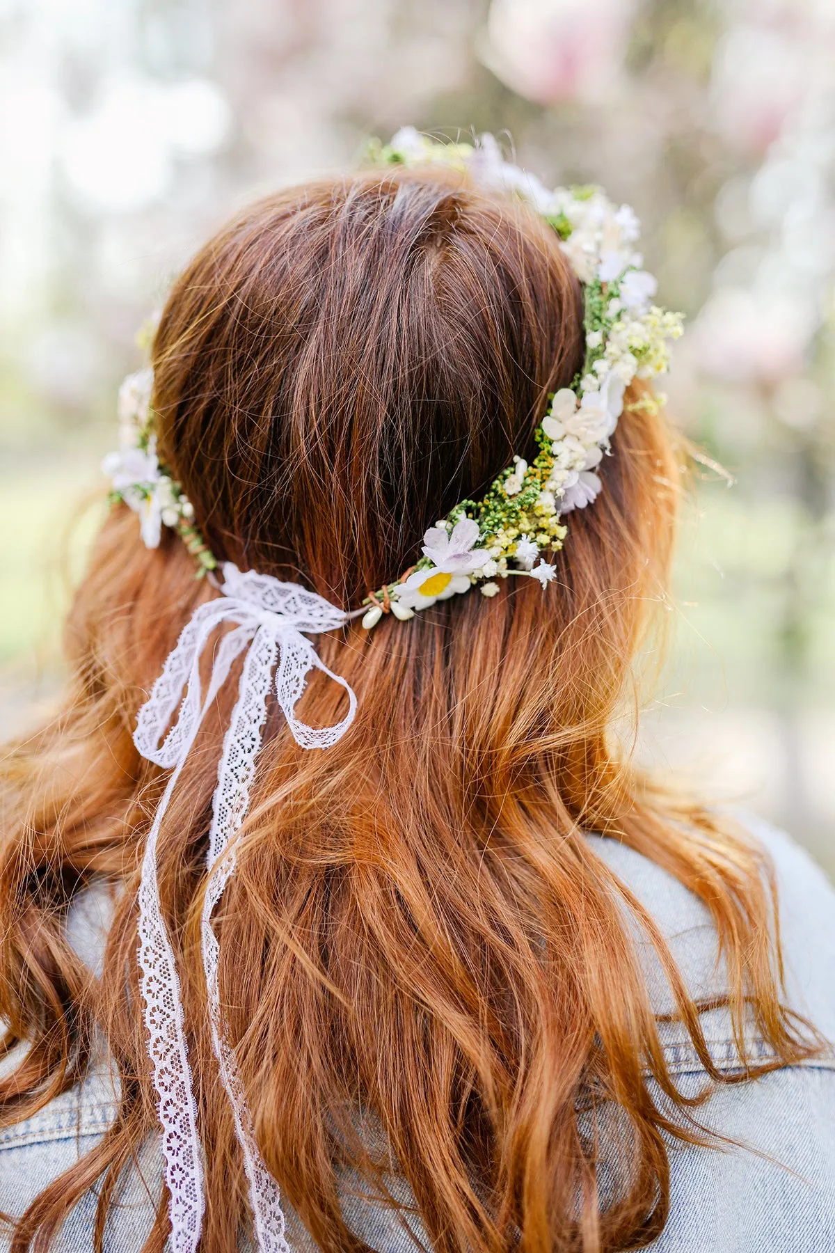 Daisy flower hair wreath Yellow and white meadow crown Bridal accessories Jewellery Magaela Headpiece Natural preserved baby's breath crown