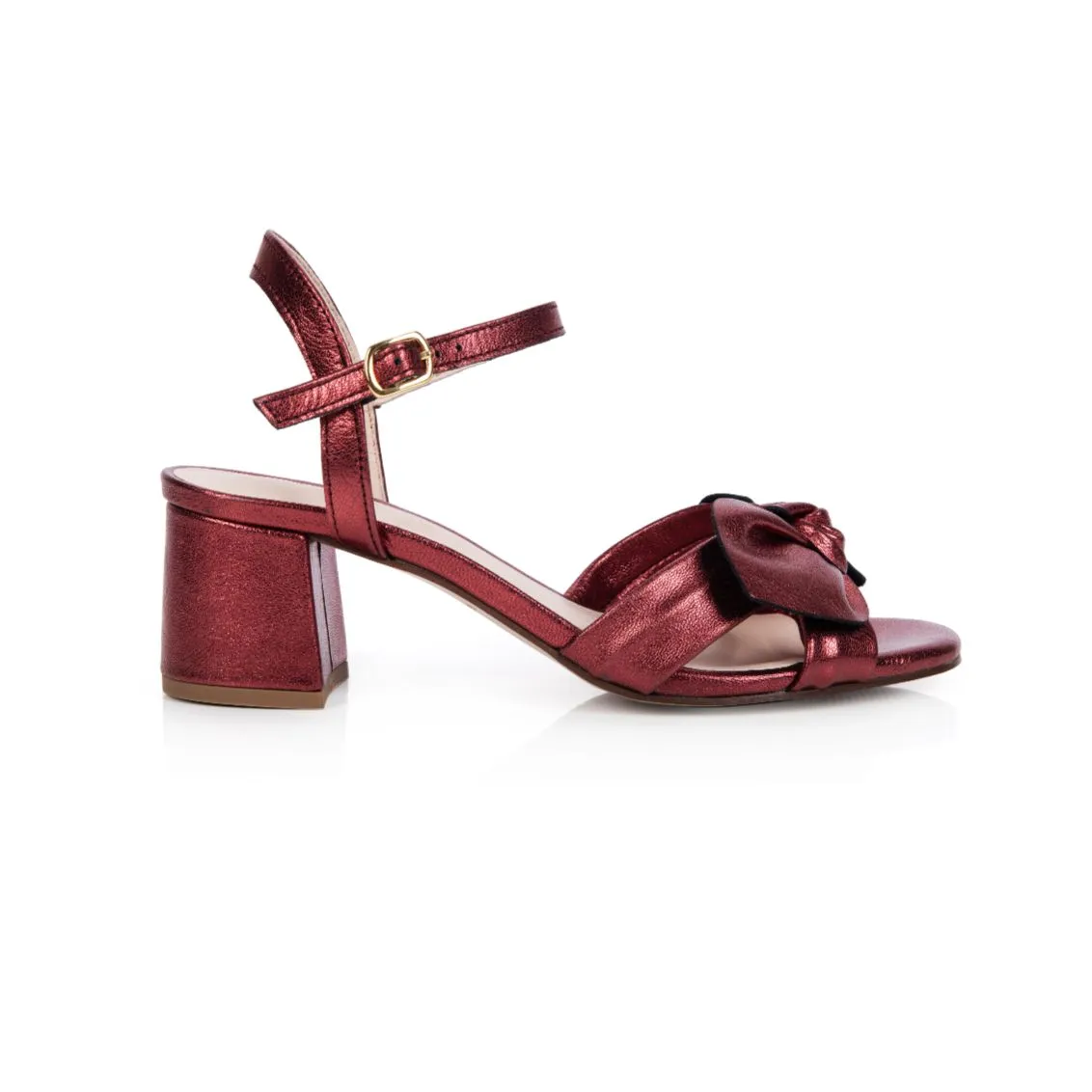 Dancing Queen: Burgundy Metallic Block Heel Sandals