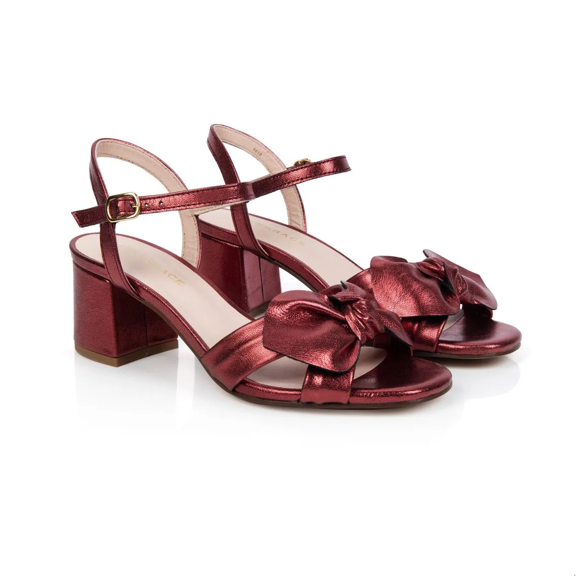 Dancing Queen: Burgundy Metallic Block Heel Sandals