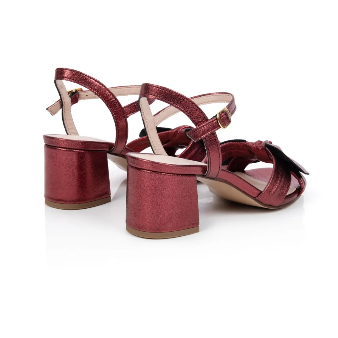 Dancing Queen: Burgundy Metallic Block Heel Sandals