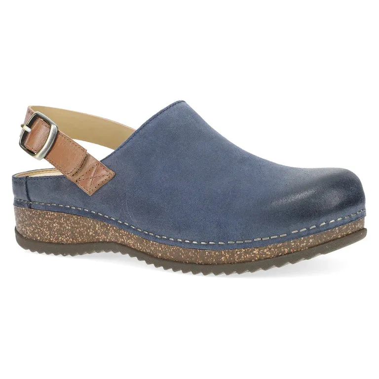 Dansko Women's Merrin Sling Back Clog in Blue Nubuck