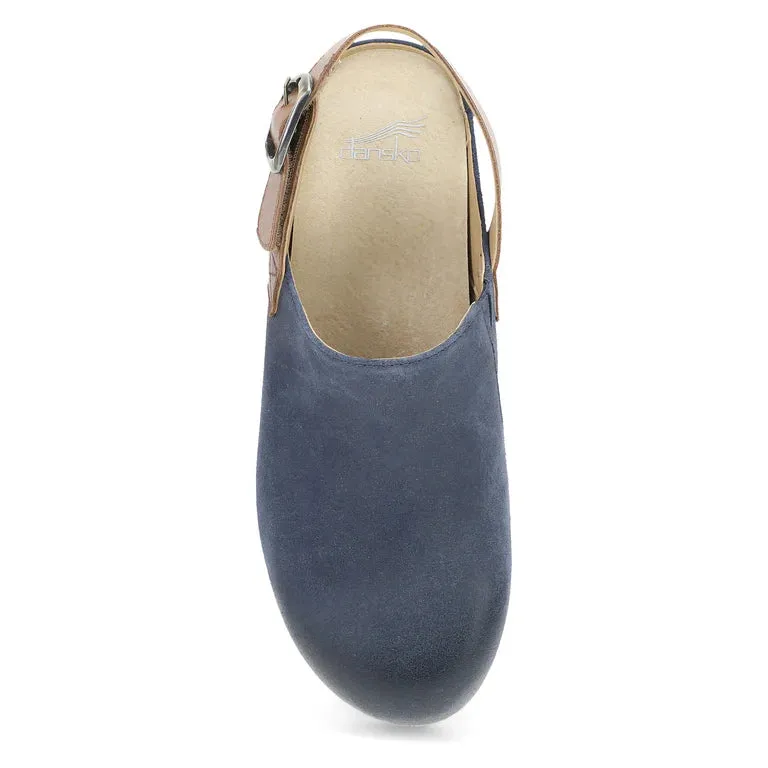 Dansko Women's Merrin Sling Back Clog in Blue Nubuck