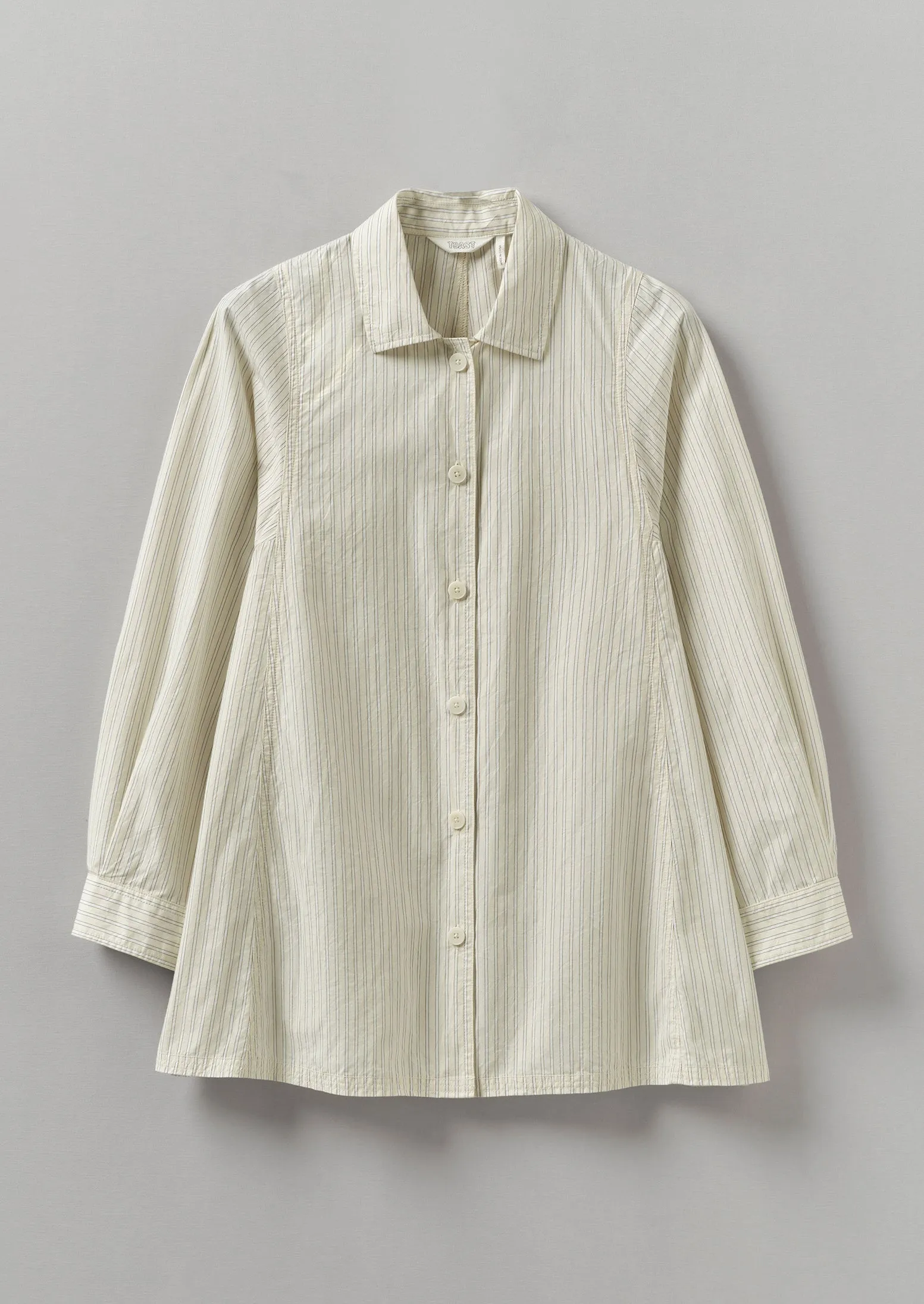 Dash Stripe Cotton Shirt | Ivory/Golden Olive